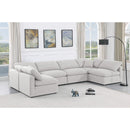  Manufacturer Color_White -- Indulge 140" White Linen Textured Fabric Upholstered 6 pc Modular Sectional IMAGE 2