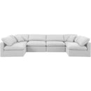  Manufacturer Color_White -- Indulge 140" White Linen Textured Fabric Upholstered 6 pc Modular Sectional IMAGE 4