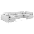  Manufacturer Color_White -- Indulge 140" White Linen Textured Fabric Upholstered 6 pc Modular Sectional IMAGE 9