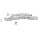  Meridian Indulge 140" White Linen Textured Fabric Upholstered 6 pc Modular Sectional IMAGE 10