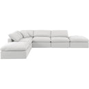  Manufacturer Color_White -- Indulge 140" White Linen Textured Fabric Upholstered 6 pc Modular Sectional IMAGE 4