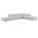  Manufacturer Color_White -- Indulge 140" White Linen Textured Fabric Upholstered 6 pc Modular Sectional IMAGE 9