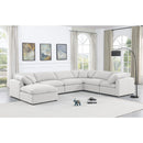  Manufacturer Color_White -- Indulge 140" White Linen Textured Fabric Upholstered 7 pc Modular Sectional IMAGE 2