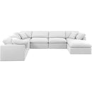  Manufacturer Color_White -- Indulge 140" White Linen Textured Fabric Upholstered 7 pc Modular Sectional IMAGE 4
