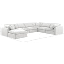  Manufacturer Color_White -- Indulge 140" White Linen Textured Fabric Upholstered 7 pc Modular Sectional IMAGE 9