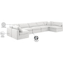  Manufacturer Color_White -- Indulge 175" White Linen Textured Fabric Upholstered 7 pc Modular Sectional IMAGE 10