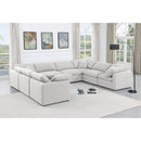  Manufacturer Color_White -- Indulge 140" White Linen Textured Fabric Upholstered 8 pc Modular Sectional IMAGE 2