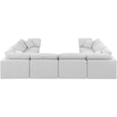  Manufacturer Color_White -- Indulge 140" White Linen Textured Fabric Upholstered 8 pc Modular Sectional IMAGE 3