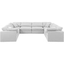  Manufacturer Color_White -- Indulge 140" White Linen Textured Fabric Upholstered 8 pc Modular Sectional IMAGE 4
