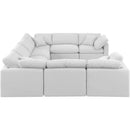  Manufacturer Color_White -- Indulge 140" White Linen Textured Fabric Upholstered 8 pc Modular Sectional IMAGE 5