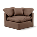 Meridian Indulge Brown Vegan Leather Corner Chair IMAGE 1