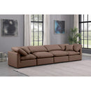  Manufacturer Color_Brown -- Indulge 140" Brown Vegan Leather Upholstered 4 pc Modular Sofa IMAGE 2