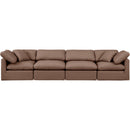  Manufacturer Color_Brown -- Indulge 140" Brown Vegan Leather Upholstered 4 pc Modular Sofa IMAGE 4