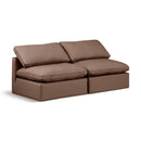  Manufacturer Color_Brown -- Indulge 70" Brown Vegan Leather Upholstered 2 pc Armless Modular Loveseat IMAGE 1