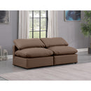  Manufacturer Color_Brown -- Indulge 70" Brown Vegan Leather Upholstered 2 pc Armless Modular Loveseat IMAGE 2
