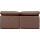  Manufacturer Color_Brown -- Indulge 70" Brown Vegan Leather Upholstered 2 pc Armless Modular Loveseat IMAGE 3