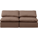  Manufacturer Color_Brown -- Indulge 70" Brown Vegan Leather Upholstered 2 pc Armless Modular Loveseat IMAGE 4