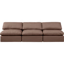  Manufacturer Color_Brown -- Indulge 105" Brown Vegan Leather Upholstered 3 pc Armless Modular Sofa IMAGE 4
