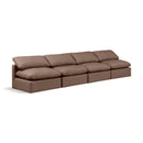 Manufacturer Color_Brown -- Indulge 140" Brown Vegan Leather Upholstered 4 pc Armless Modular Sofa IMAGE 1