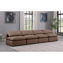  Manufacturer Color_Brown -- Indulge 140" Brown Vegan Leather Upholstered 4 pc Armless Modular Sofa IMAGE 2