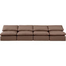  Manufacturer Color_Brown -- Indulge 140" Brown Vegan Leather Upholstered 4 pc Armless Modular Sofa IMAGE 4