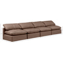  Manufacturer Color_Brown -- Indulge 140" Brown Vegan Leather Upholstered 4 pc Armless Modular Sofa IMAGE 7