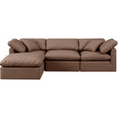  Manufacturer Color_Brown -- Indulge 105" Brown Vegan Leather Upholstered 4 pc Modular Sectional IMAGE 4