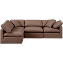  Manufacturer Color_Brown -- Indulge 105" Brown Vegan Leather Upholstered 4 pc Modular Sectional IMAGE 4