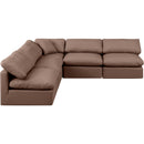  Manufacturer Color_Brown -- Indulge 105" Brown Vegan Leather Upholstered 5 pc Modular Sectional IMAGE 4