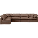  Manufacturer Color_Brown -- Indulge 140" Brown Vegan Leather Upholstered 5 pc Modular Sectional IMAGE 4