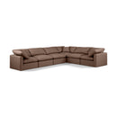  Manufacturer Color_Brown -- Indulge 140" Brown Vegan Leather Upholstered 6 pc Modular Sectional IMAGE 1