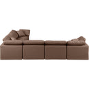  Manufacturer Color_Brown -- Indulge 140" Brown Vegan Leather Upholstered 6 pc Modular Sectional IMAGE 3