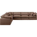  Manufacturer Color_Brown -- Indulge 140" Brown Vegan Leather Upholstered 6 pc Modular Sectional IMAGE 4