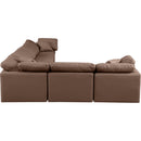  Manufacturer Color_Brown -- Indulge 140" Brown Vegan Leather Upholstered 6 pc Modular Sectional IMAGE 5