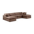  Manufacturer Color_Brown -- Indulge 140" Brown Vegan Leather Upholstered 6 pc Modular Sectional IMAGE 1