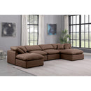  Manufacturer Color_Brown -- Indulge 140" Brown Vegan Leather Upholstered 6 pc Modular Sectional IMAGE 2
