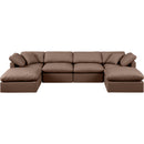  Manufacturer Color_Brown -- Indulge 140" Brown Vegan Leather Upholstered 6 pc Modular Sectional IMAGE 4