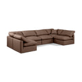  Manufacturer Color_Brown -- Indulge 140" Brown Vegan Leather Upholstered 6 pc Modular Sectional IMAGE 1