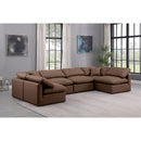  Manufacturer Color_Brown -- Indulge 140" Brown Vegan Leather Upholstered 6 pc Modular Sectional IMAGE 2