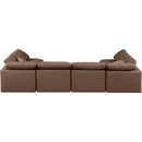 Manufacturer Color_Brown -- Indulge 140" Brown Vegan Leather Upholstered 6 pc Modular Sectional IMAGE 3