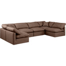  Manufacturer Color_Brown -- Indulge 140" Brown Vegan Leather Upholstered 6 pc Modular Sectional IMAGE 4