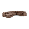  Manufacturer Color_Brown -- Indulge 140" Brown Vegan Leather Upholstered 7 pc Modular Sectional IMAGE 1