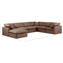  Manufacturer Color_Brown -- Indulge 140" Brown Vegan Leather Upholstered 7 pc Modular Sectional IMAGE 9