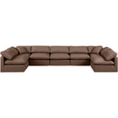  Manufacturer Color_Brown -- Indulge 175" Brown Vegan Leather Upholstered 7 pc Modular Sectional IMAGE 4