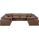  Manufacturer Color_Brown -- Indulge 140" Brown Vegan Leather Upholstered 8 pc Modular Sectional IMAGE 4