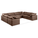  Manufacturer Color_Brown -- Indulge 140" Brown Vegan Leather Upholstered 8 pc Modular Sectional IMAGE 9