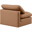 Meridian Indulge Cognac Vegan Leather Armless Chair IMAGE 6
