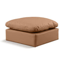 Meridian Indulge Cognac Vegan Leather Ottoman IMAGE 1