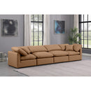  Manufacturer Color_Cognac -- Indulge 140" Cognac Vegan Leather Upholstered 4 pc Modular Sofa IMAGE 2