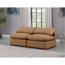 Manufacturer Color_Cognac -- Indulge 70" Cognac Vegan Leather Upholstered 2 pc Armless Modular Loveseat IMAGE 2
